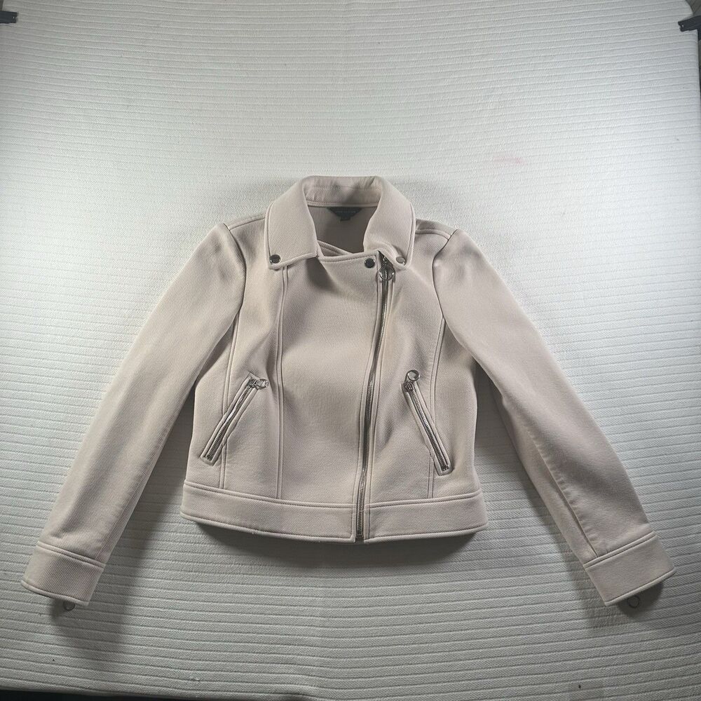 ANN TAYLOR Women’s Beige Moto Jacket Size 8 Zip Front